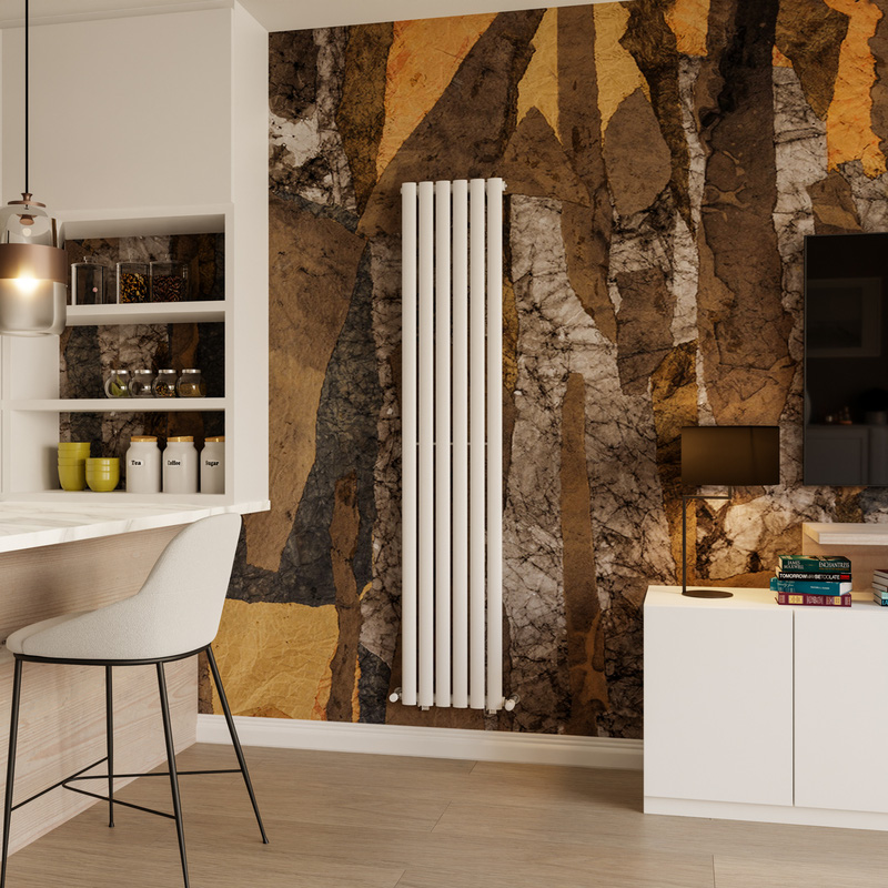 Azur Nero Designer Oval Tube Radiator 1800 x 360mm 2505Btu White