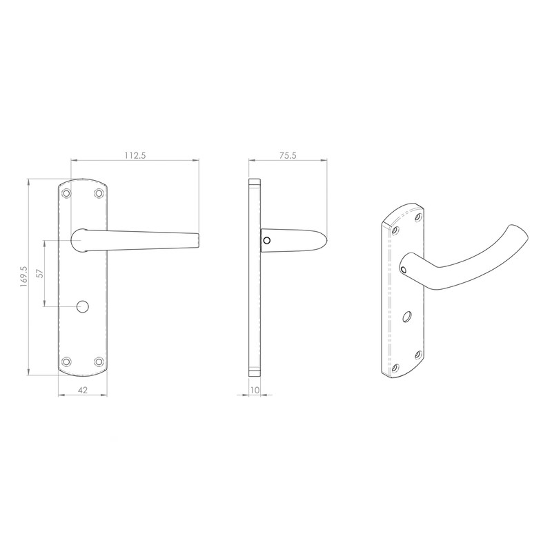Serozzetta Dos Door Handles Bathroom Satin Chrome