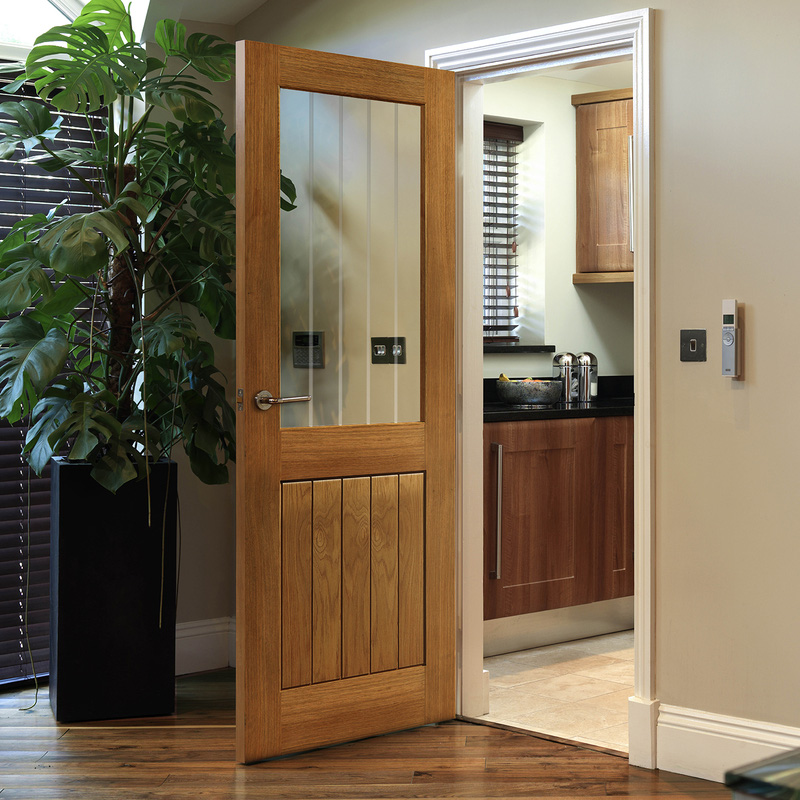 Thames 1/2 Light Oak Glazed Internal Door Unfinished 35 x 1981 x 762mm