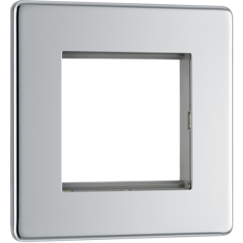 BG Screwless Flat Plate Polished Chrome Data Plate 1 Gang 2 Module