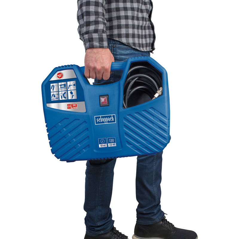 Scheppach Air Force 2 1100W 1.5hp 180L/Min Oil Free Portable Air Compressor 240V