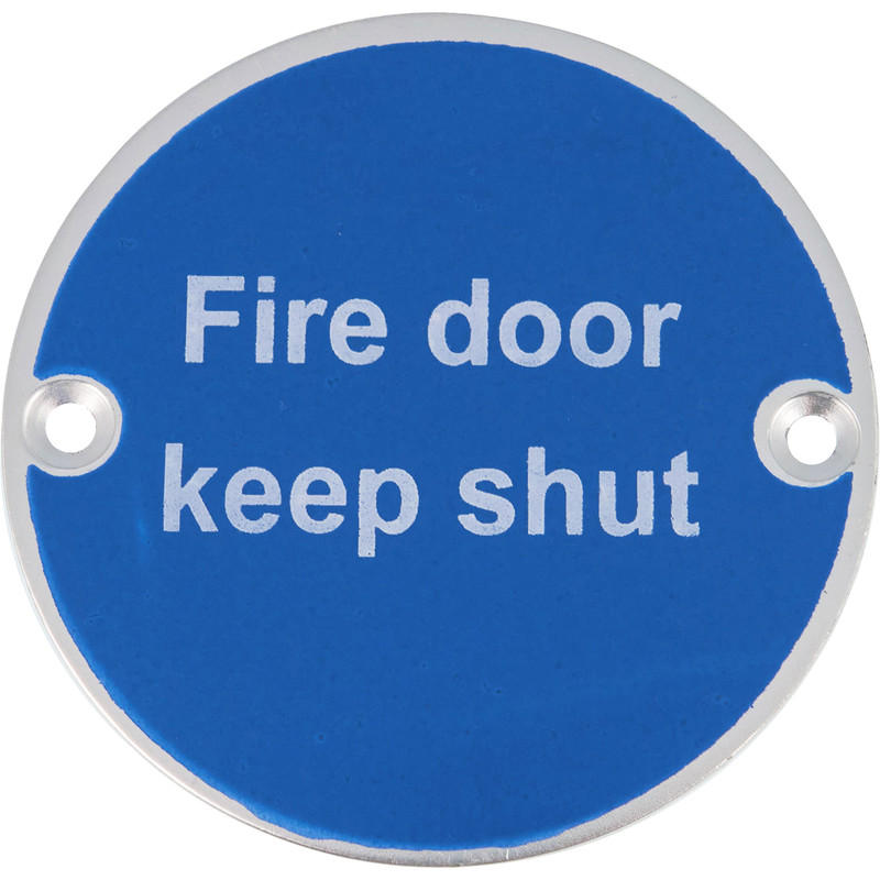 Aluminium Fire Door Keep Shut Sign 76mm SAA