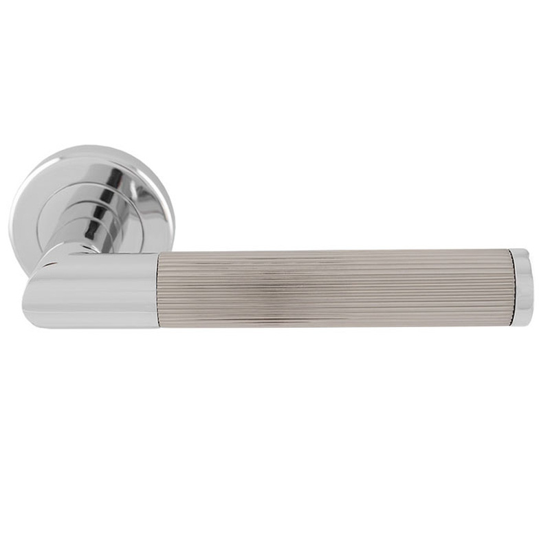 Serozzetta Trend Lines Lever On Rose Door Handles Polished / Satin Chrome