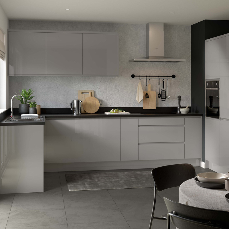 Kitchen Kit Flatpack J-Pull Kitchen Cabinet Wall Unit Super Gloss Dust Grey 450mm