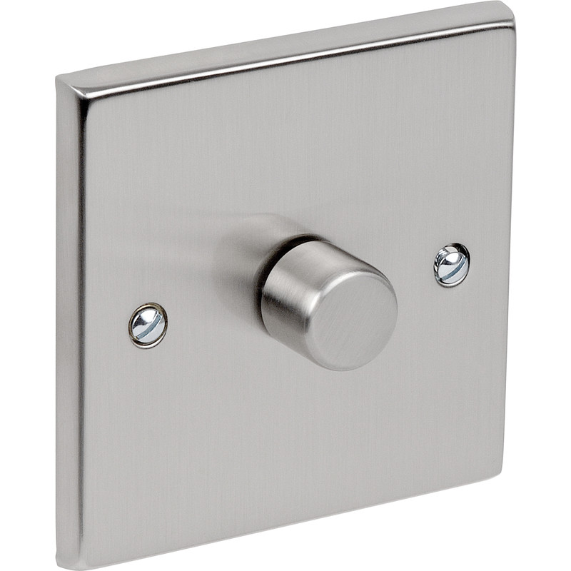 Satin Chrome Dimmer Switch 400W 1 Gang 2 Way