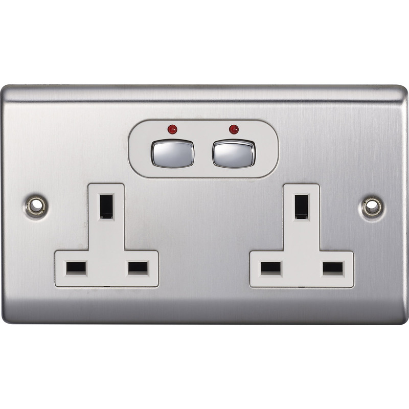 Energenie MiHome Smart 2 Gang Power Socket 13A Steel