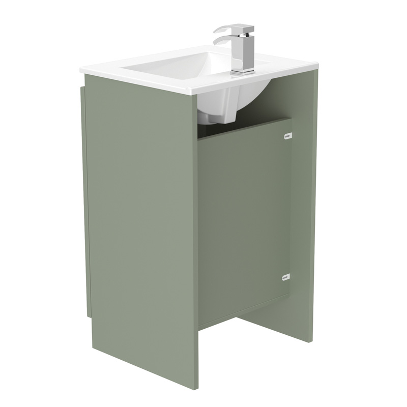 Newland Double Door Floor Standing Vanity Unit With Basin Sage Green 500mm