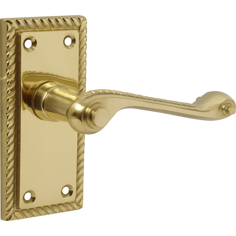 Georgian Scroll Door Handles Short Latch Brass