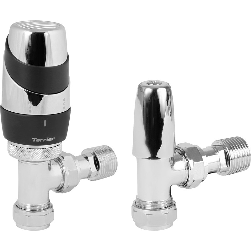 Pegler Decorative TRV and Lockshield Anthracite and Chrome Angled 15mm