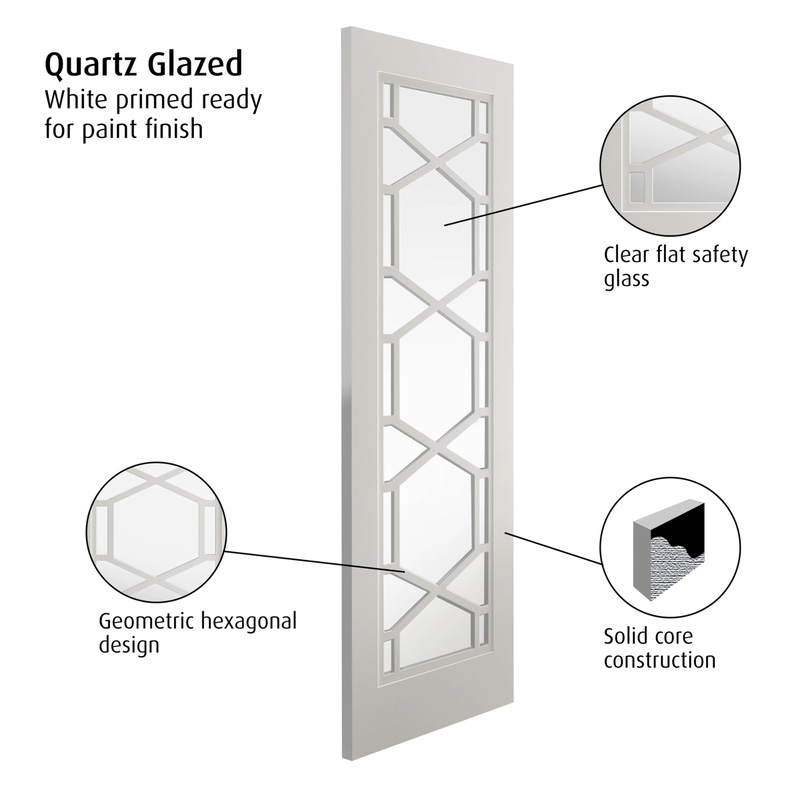 Quartz Glazed White Internal Door 35 x 1981 x 762mm