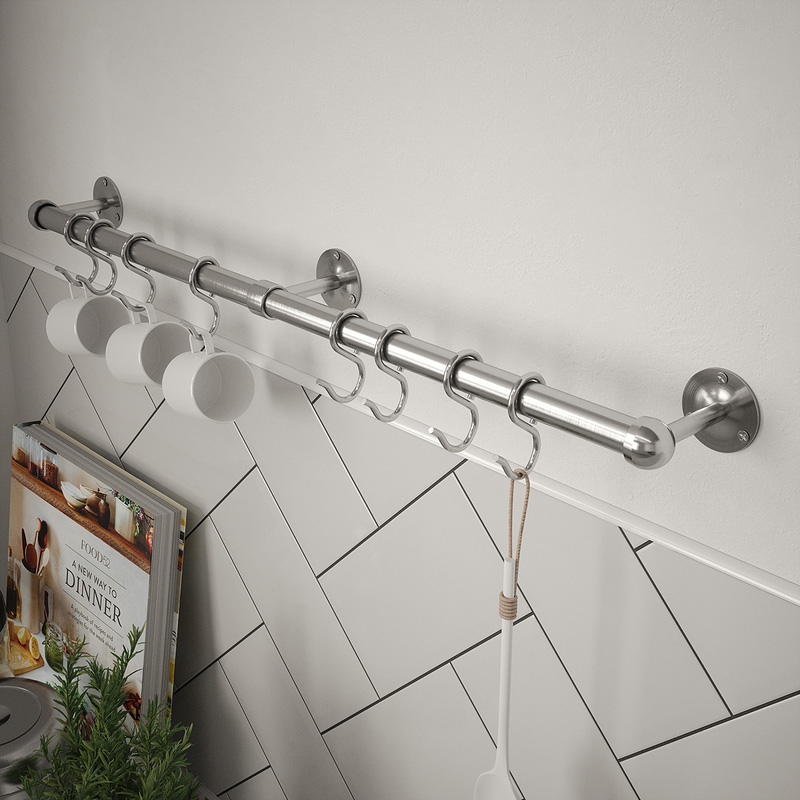 Rothley Utensil Rail Kit 19mm x 600mm Brushed Finish