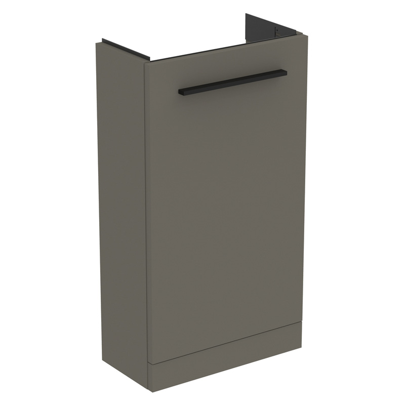 Ideal Standard i.life S Compact Cloakroom Wall Hung Vanity Unit with Basin Matt Quartz Grey 410mm with Matt Black Handle