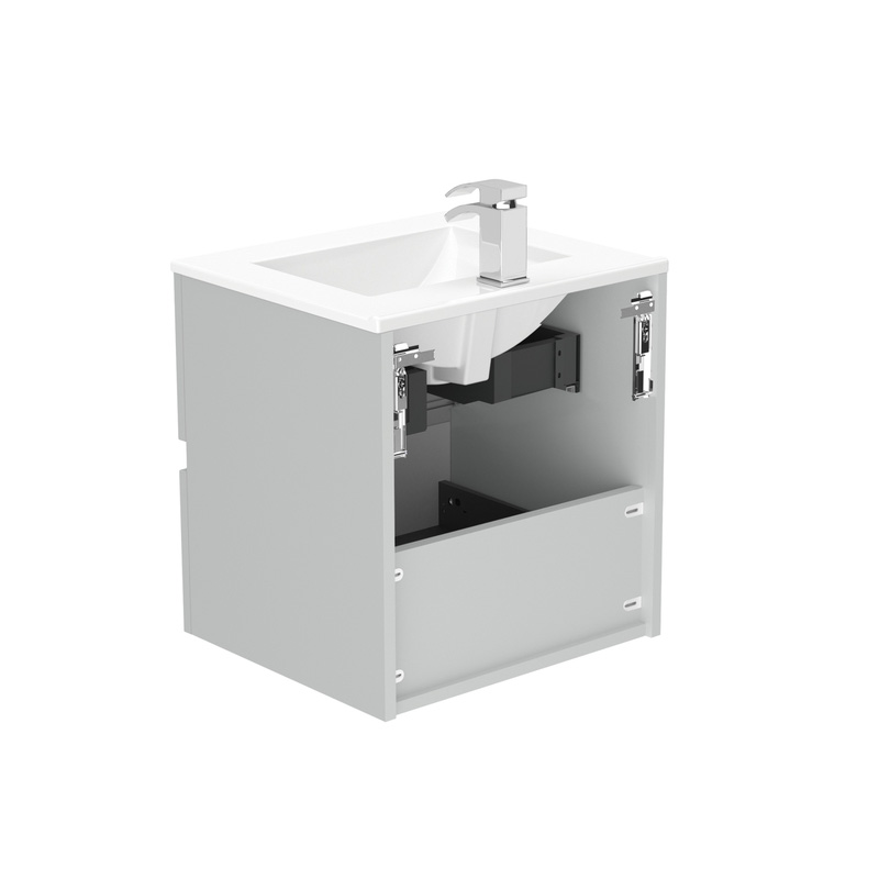 Newland Double Drawer Wall Hung Vanity Unit With Basin Pearl Grey 500mm