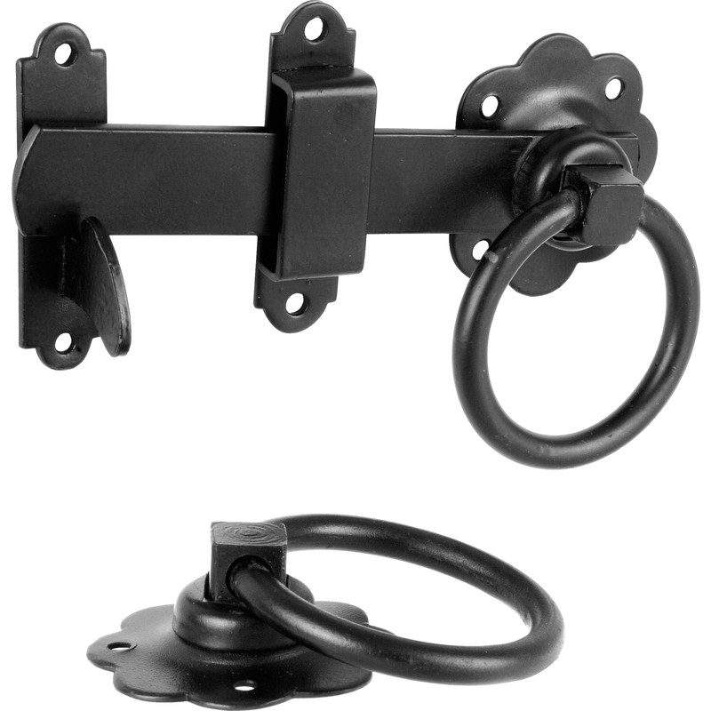 Ring Handled Gate Latch 6" Black