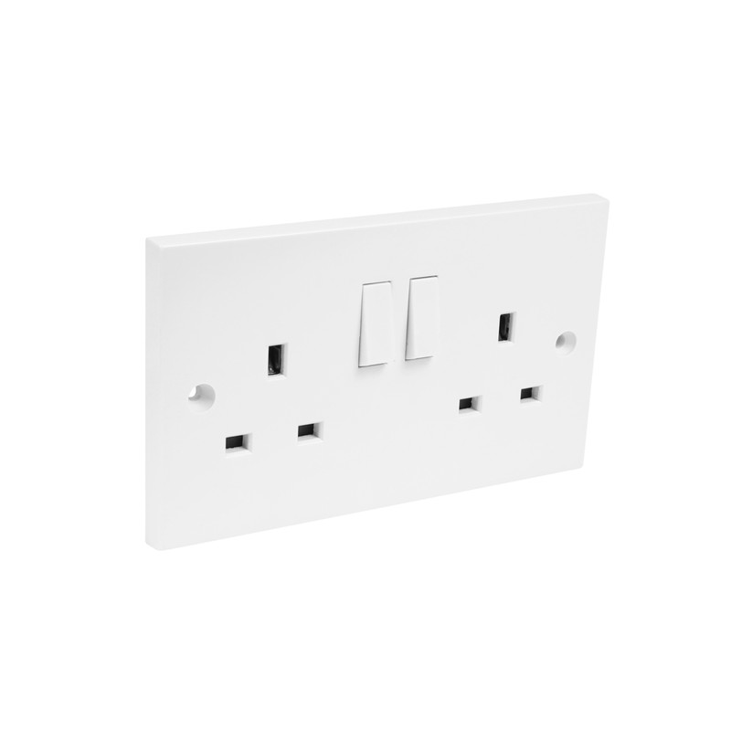 Axiom Switched Socket 2 Gang Double Pole