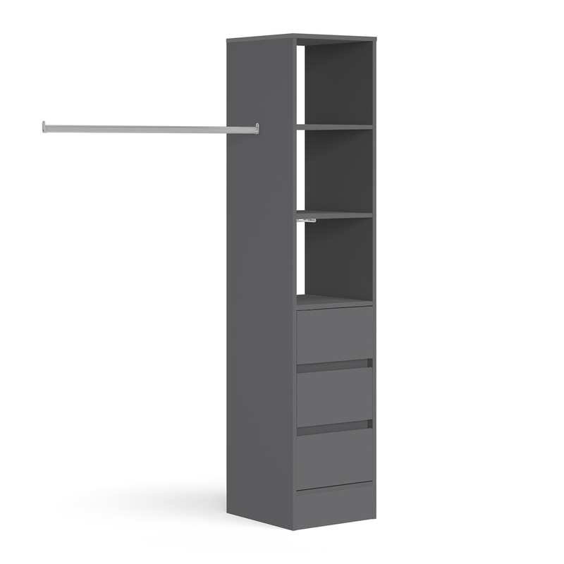 Spacepro 3 Drawer Tower Unit with 1 Hanger Bar Onyx 2100 x 450 x 500mm