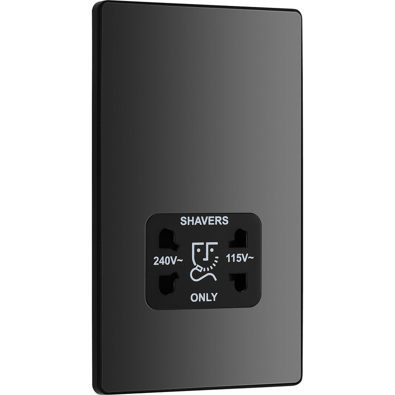 BG Evolve Black Chrome (Black Ins) Dual Voltage Shaver Socket 115/240V