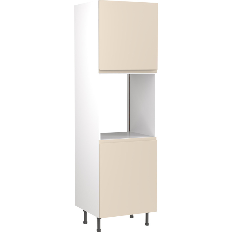 Kitchen Kit Flatpack J-Pull Kitchen Cabinet Tall Single Oven Unit Super Gloss Cashmere 600mm