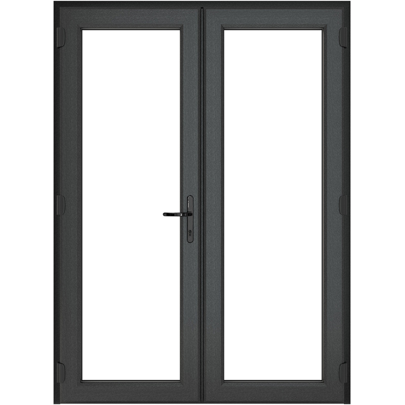 Crystal uPVC French Door Left Hand Master 1190mm x 2055mm Clear Double Glazed Grey/White