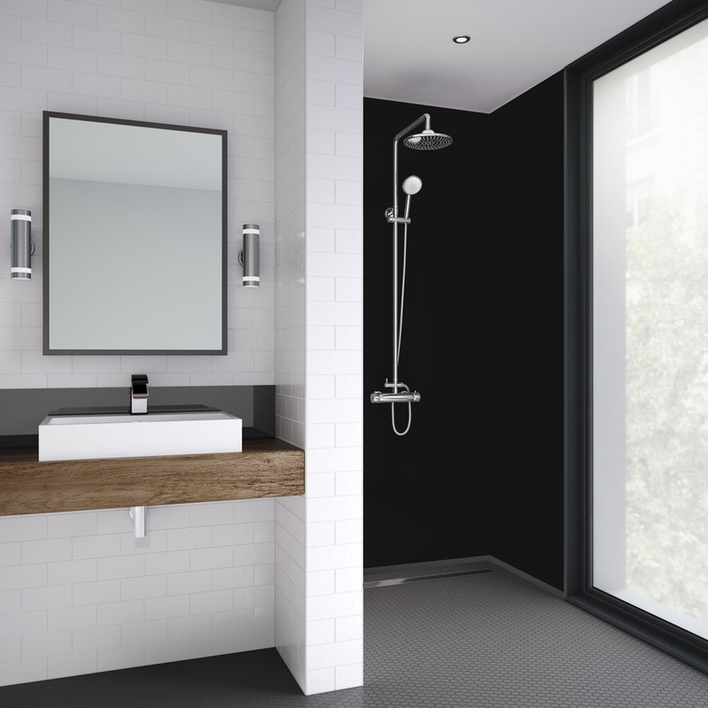 Mermaid Acrylic Matt Shower Wall Panel Black 2440mm x 900mm x 4mm