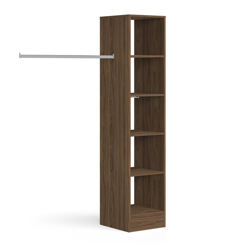 Spacepro 5 Shelves Tower Unit with 1 Hanger Bar Walnut 2100 x 450 x 500mm