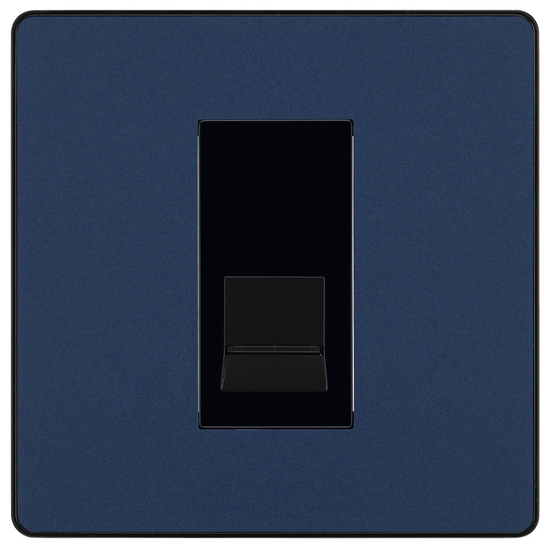 BG Evolve Matt Blue (Black Ins) Single Master Telephone Socket