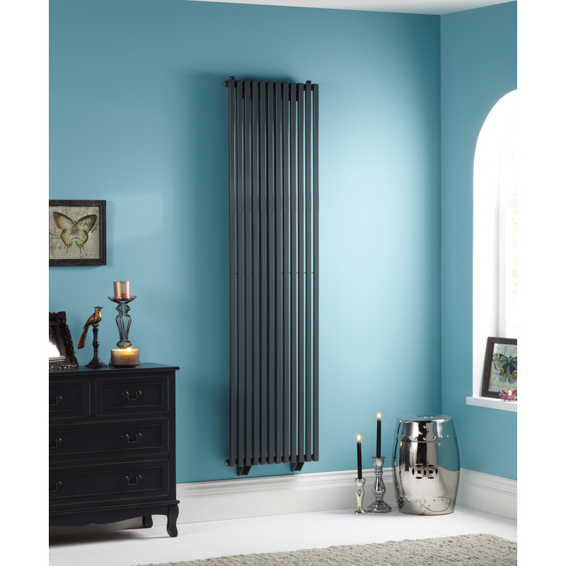 Towelrads Oxfordshire Vertical Designer Radiator Gun Metal 1800 x 465mm 3057Btu