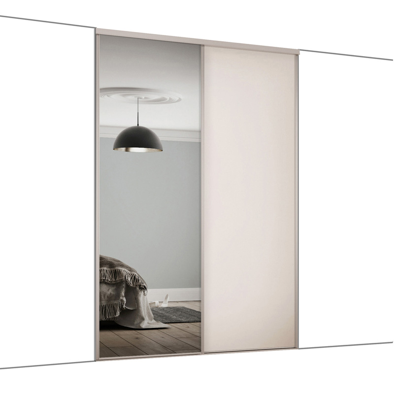 Spacepro Classic 2 Door Sliding Wardrobe Kit Cashmere and Mirror 1793 x 2260mm