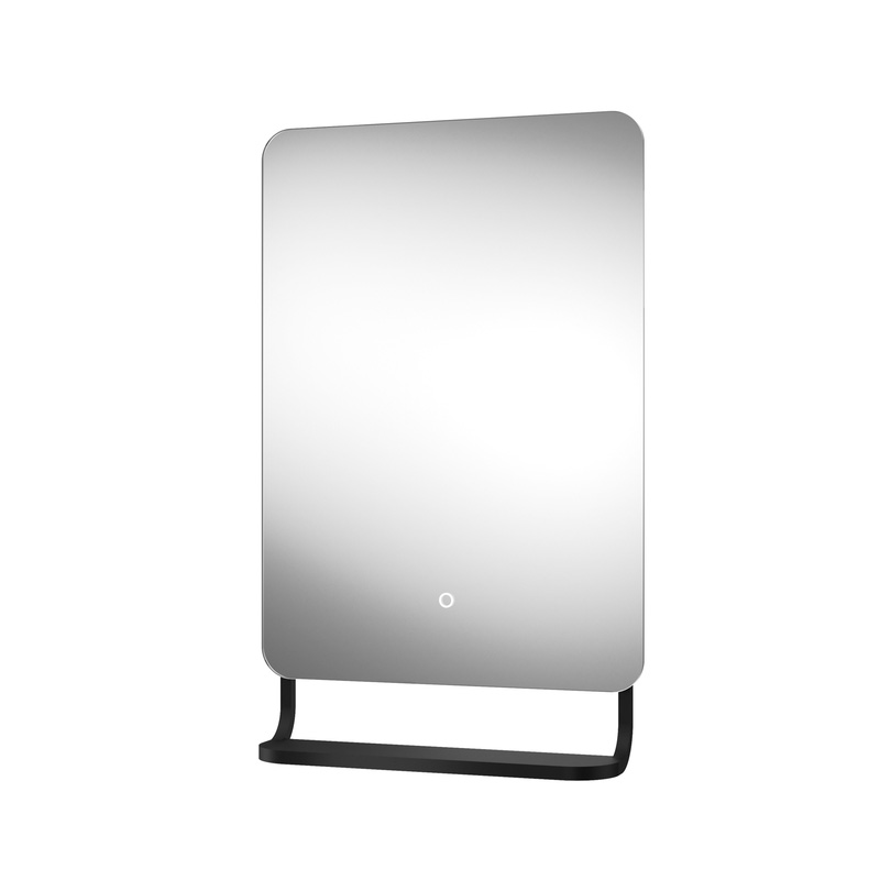 Sensio Harbour LED Backlit Bathroom Mirror With Black Shelf CCT 790 x 500mm