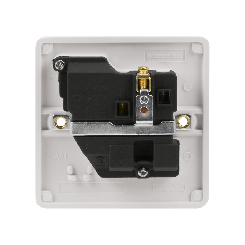 Wessex White Switched 13A Socket 1 Gang DP