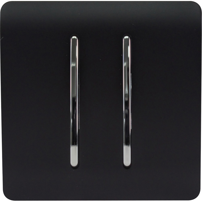 Trendiswitch Matt Black 2 Gang 2 Way 10 Amp Switch 2 Gang 2 Way