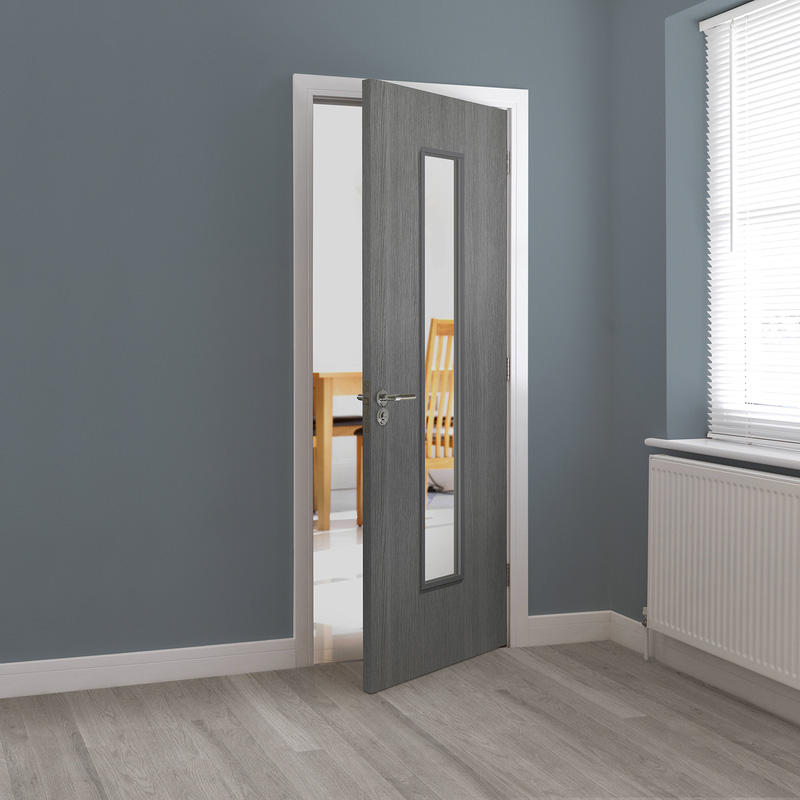 Pintado Grey Clear Glazed Laminate Internal Door 35 x 1981 x 686mm