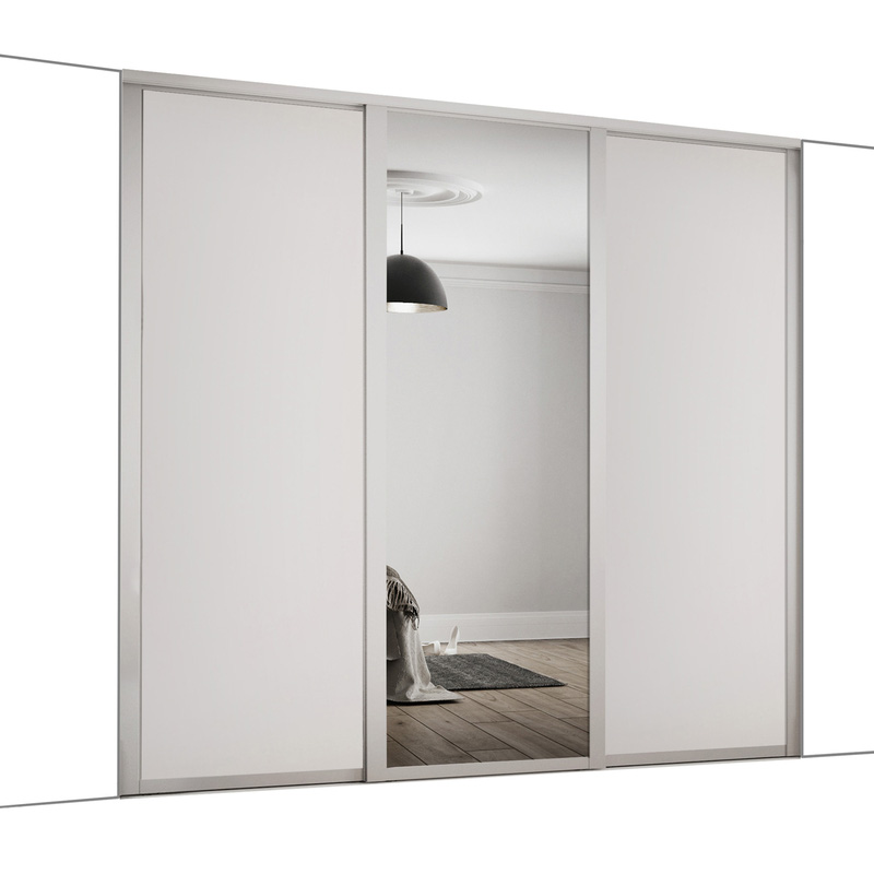 Spacepro Shaker 3 Door Sliding Wardrobe Kit Dove Grey and Mirror 1680 x 2260mm
