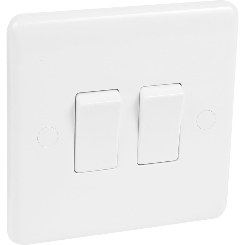 Wessex White 10A Switch 2 Gang 2 Way
