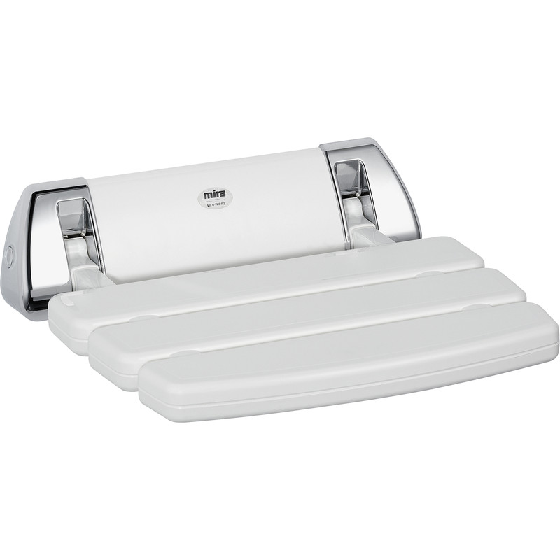 Mira Wall Mounted Shower Seat White / Chrome