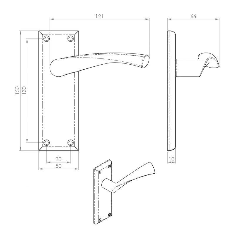 Serozzetta Venti Door Handles Latch Satin Nickel