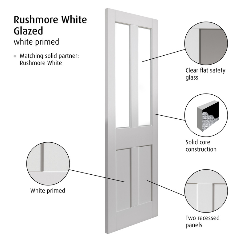 Rushmore White Clear Glazed Internal Door 35 x 1981 x 762mm