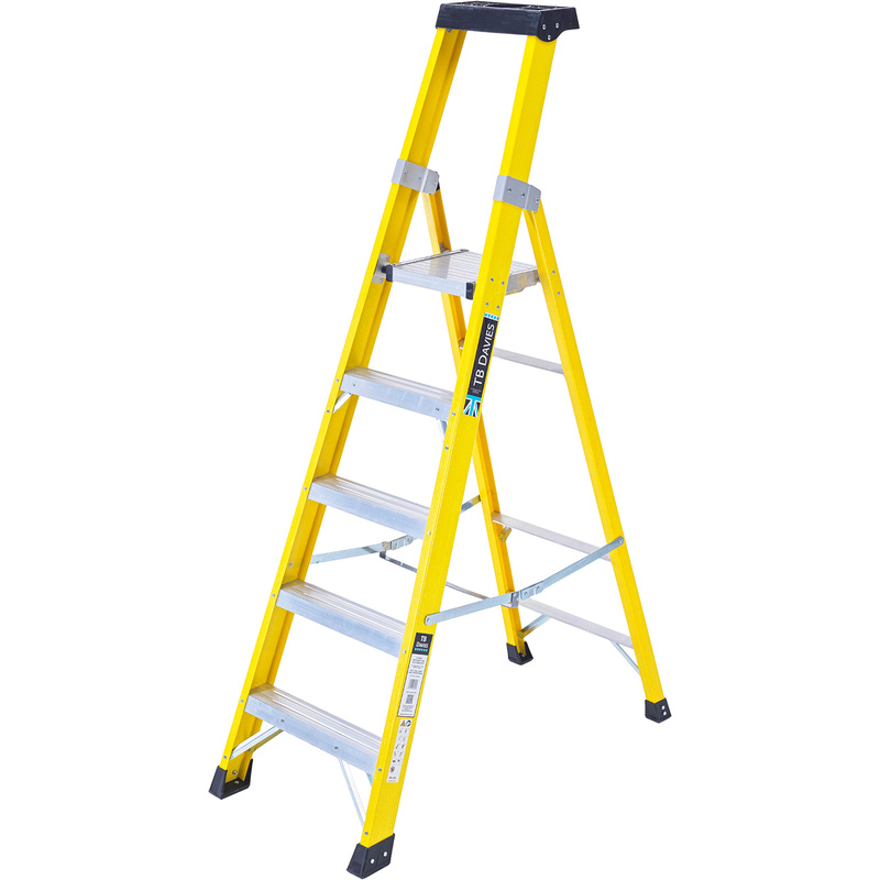 TB Davies Fibreglass Platform Step Ladder 5 Tread SWH 2.8m