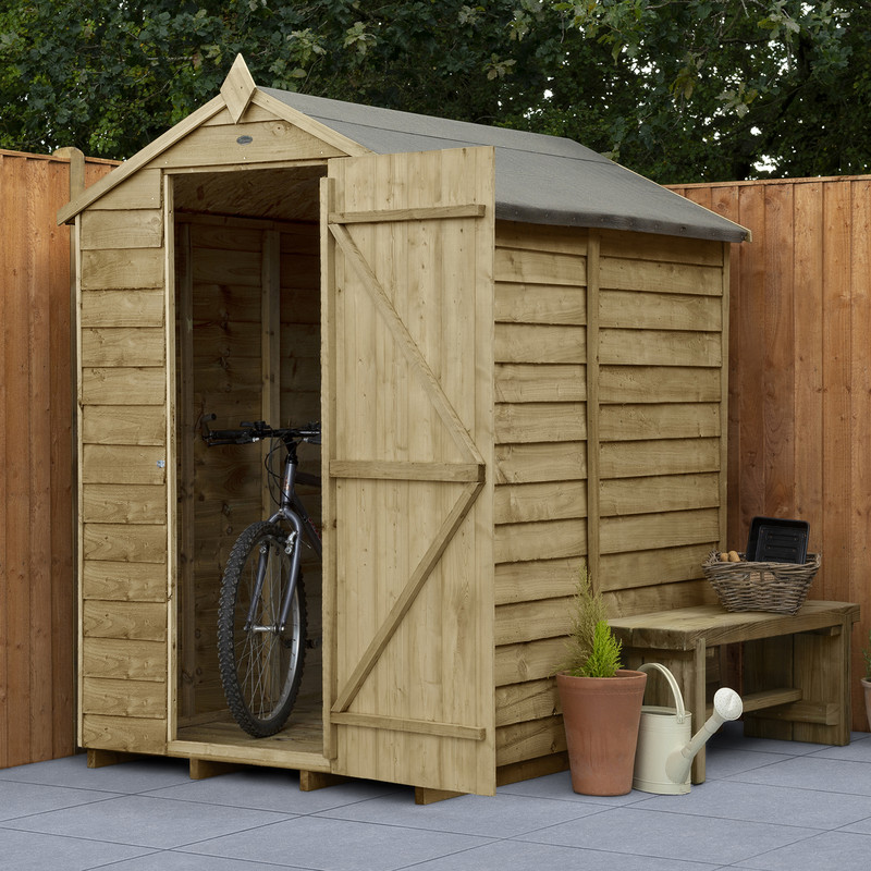 Forest Garden Overlap Pressure Treated Apex Shed - No Window 6' x 4'