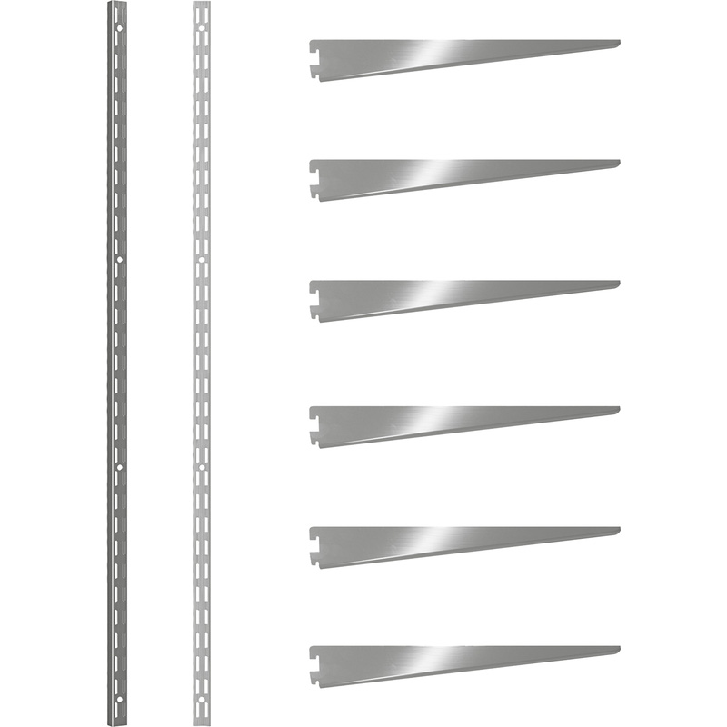 Rothley Krome Twin Slot Shelving Kit 1980mm Uprights (x2) & 320mm Brackets (x6)