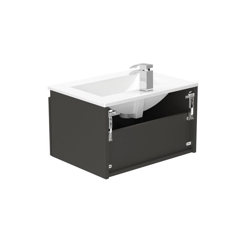 Newland Single Drawer Wall Hung Vanity Unit With Basin Midnight Mist 600mm