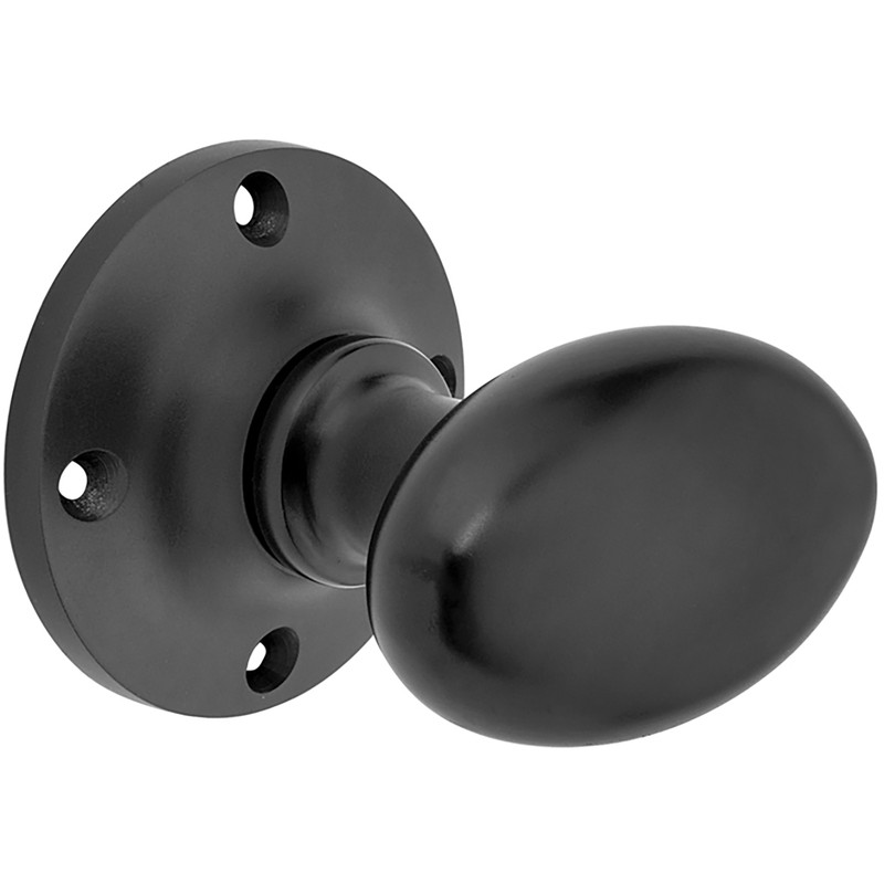 Oval Mortice Knob Black