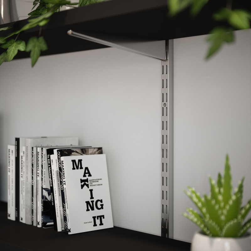 Rothley Krome Twin Slot Shelving Kit 1980mm Uprights (x2) & 120mm Brackets (x6)