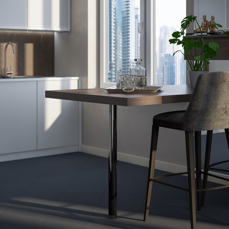 Rothley Worktop Leg 60mm x 870mm Gun Metal