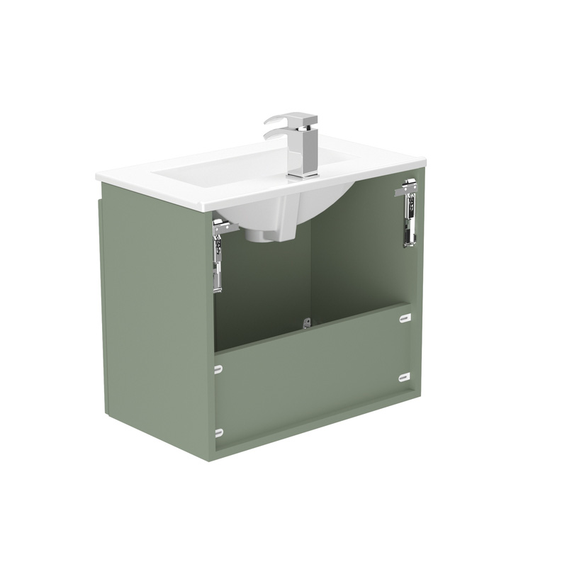 Newland Double Door Slimline Wall Hung Vanity Unit With Basin Sage Green 600mm