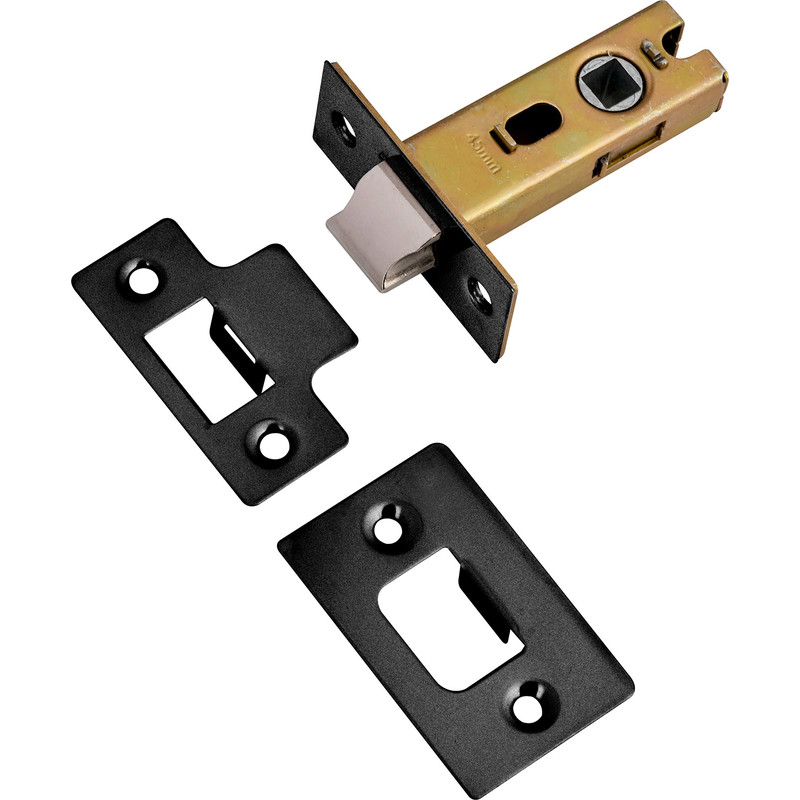 Premium Sprung Bolt Through Tubular Mortice Latch 64mm Black