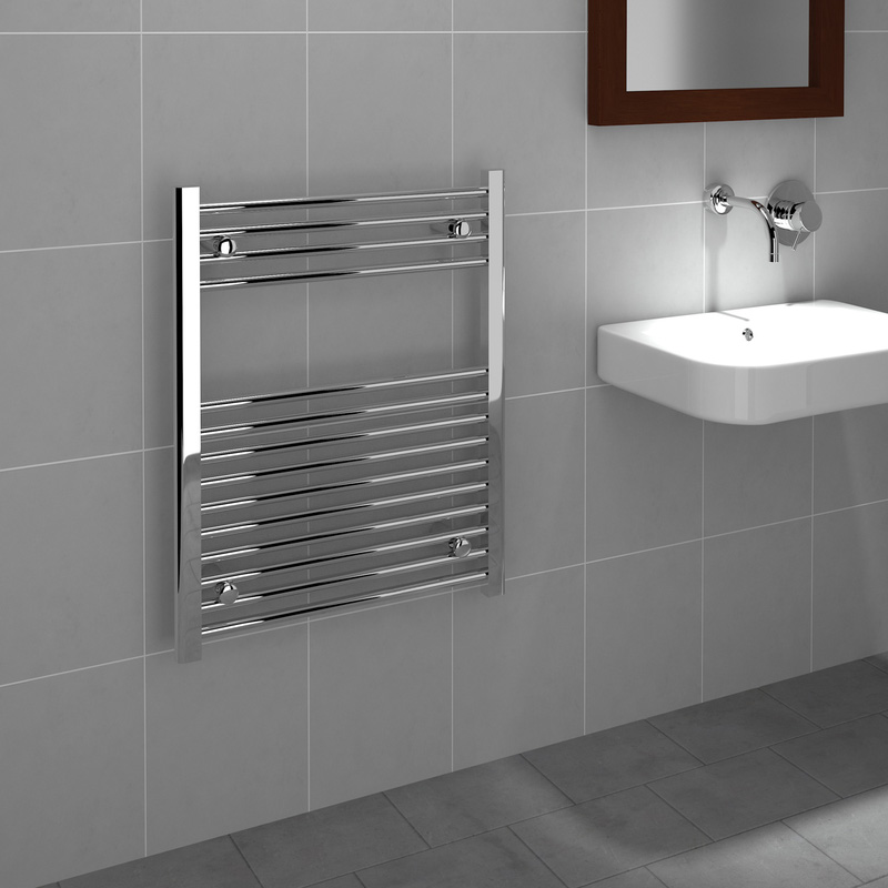 Kudox Chrome Flat Ladder Towel Radiator 750 x 600mm 908Btu