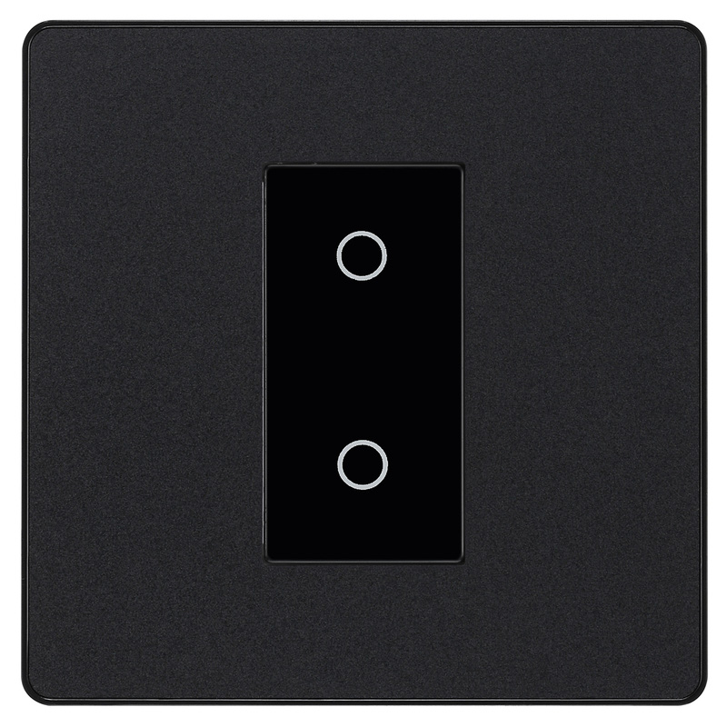 BG Evolve Matt Black (Black Ins) 200W Double Touch Dimmer Switch, 2-Way Master