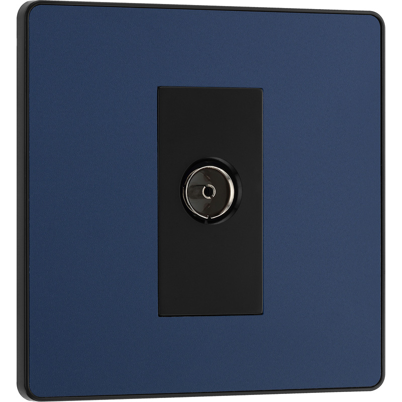 BG Evolve Matt Blue (Black Ins) Single Socket For Tv Or Fm Co-Axial Aerial Connection