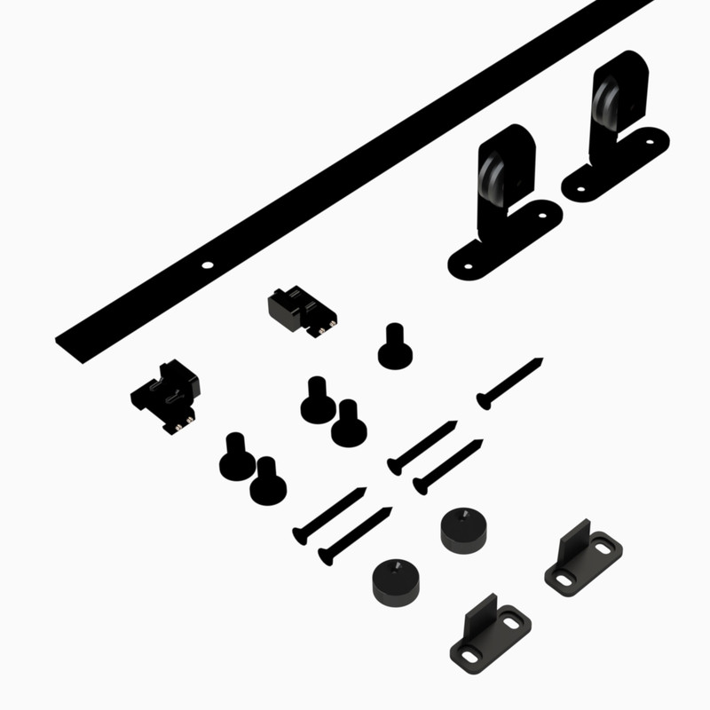 Coburn Flat Track Mini Top Mount Hanger One Door System 1000mm - Black Finish